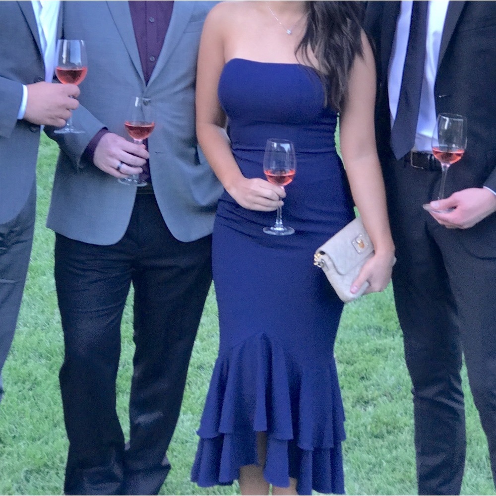 Jarlo Navy Fitted Sleeveless Dress